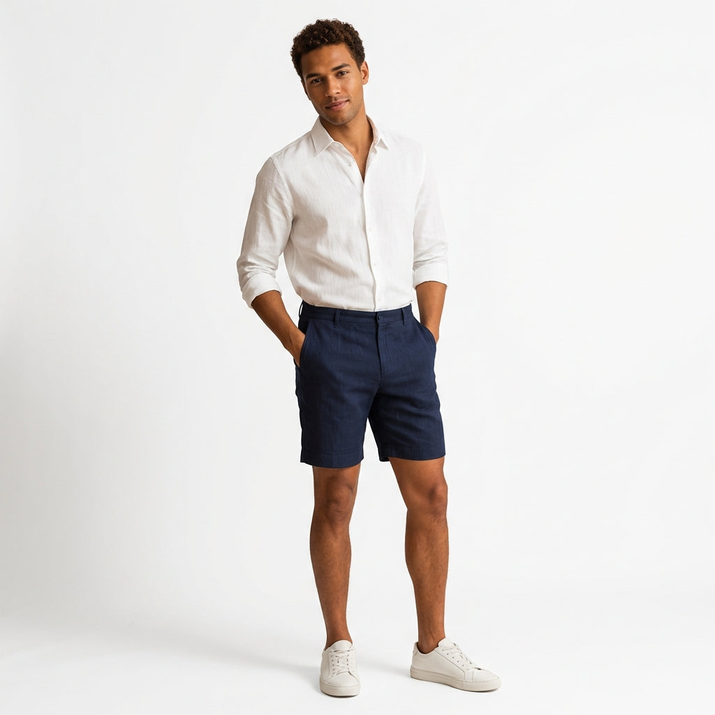 Casual Elastic Waist Shorts-shorts > casual shorts-Laventaire-Laventaire