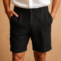 Casual Elastic Waist Shorts-shorts > casual shorts-Laventaire-Black-S-Laventaire