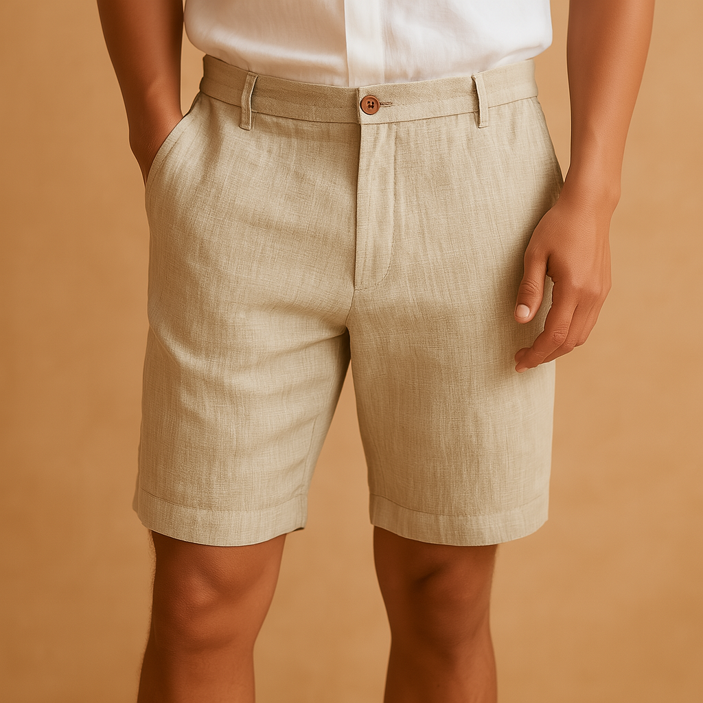 Casual Elastic Waist Shorts-shorts > casual shorts-Laventaire-Khaki-S-Laventaire