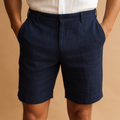 Casual Elastic Waist Shorts-shorts > casual shorts-Laventaire-Navy Blue-S-Laventaire