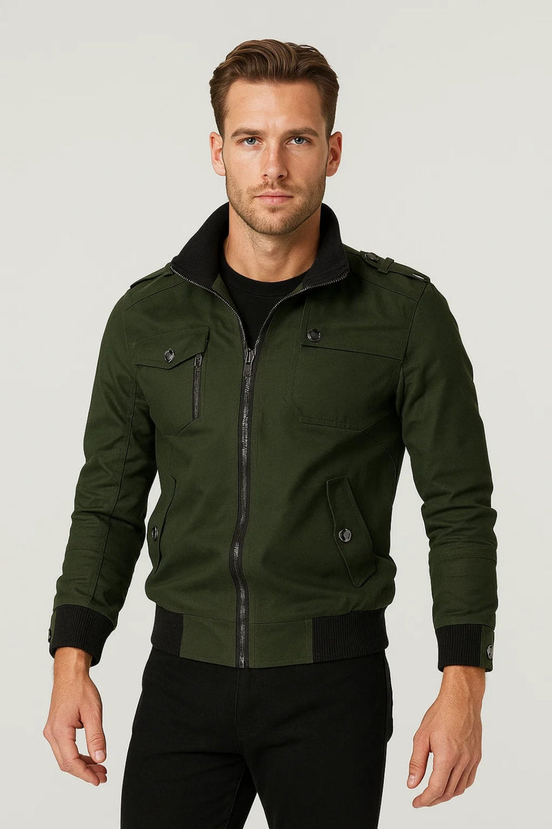 Casual Fit Bomber Jacket-jackets > bomber jacket-Laventaire-Laventaire