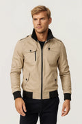 Casual Fit Bomber Jacket-jackets > bomber jacket-Laventaire-Beige-S-Laventaire