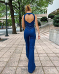Casual Fit Denim Jumpsuit-jumpsuits > denim jumpsuit-Laventaire-Laventaire