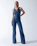 Casual Fit Denim Jumpsuit-jumpsuits > denim jumpsuit-Laventaire-Laventaire