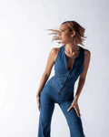 Casual Fit Denim Jumpsuit-jumpsuits > denim jumpsuit-Laventaire-Laventaire
