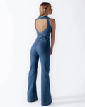 Casual Fit Denim Jumpsuit-jumpsuits > denim jumpsuit-Laventaire-Laventaire