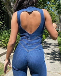 Casual Fit Denim Jumpsuit-jumpsuits > denim jumpsuit-Laventaire-Laventaire
