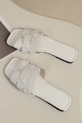 Casual Fit Flat Slide Sandals-footwear > sandals > slide sandals-Laventaire-White-35-Laventaire