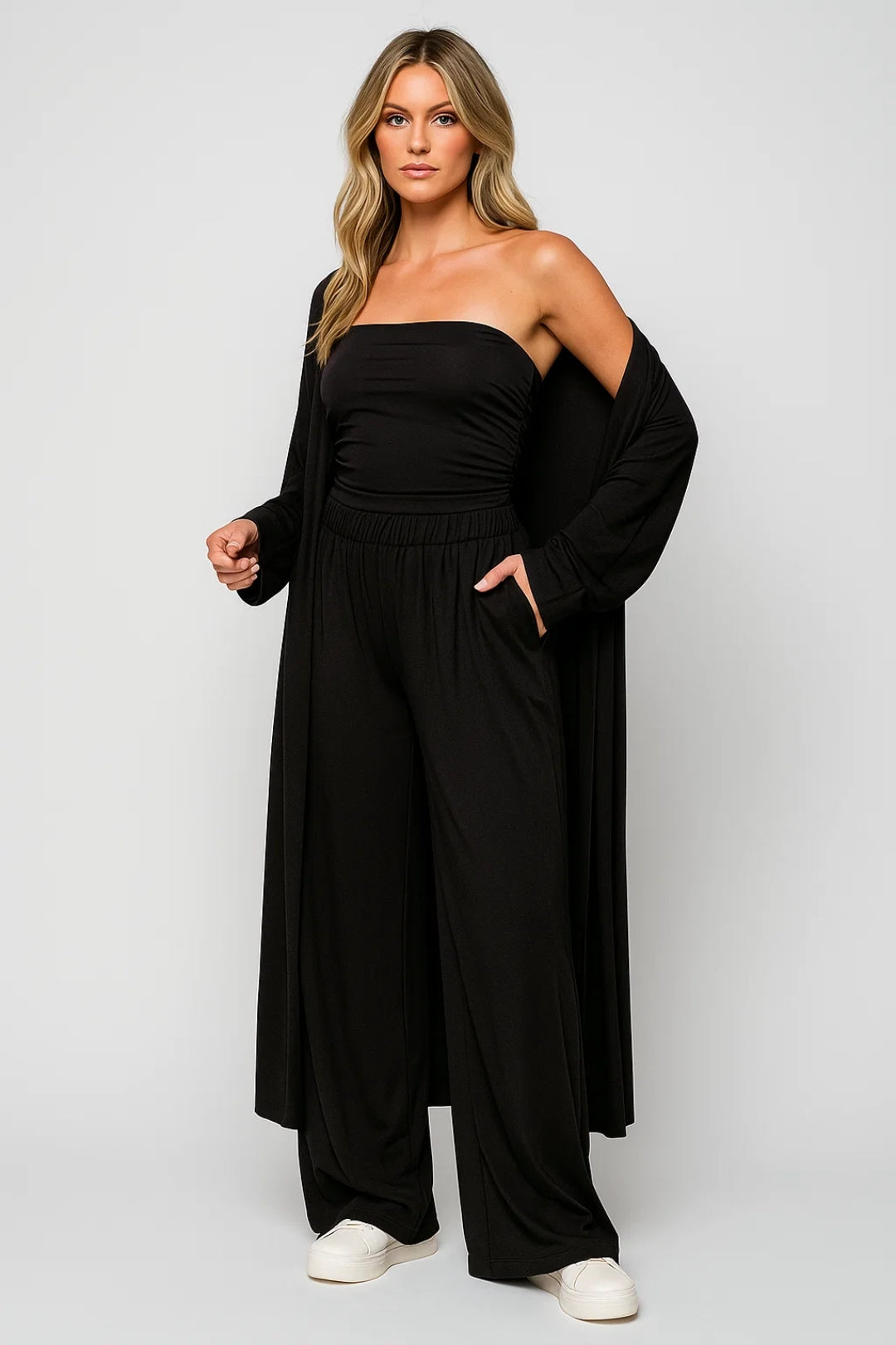 Casual Fit Loungewear Set-loungewear > loungewear set-Laventaire-Black-S-Laventaire