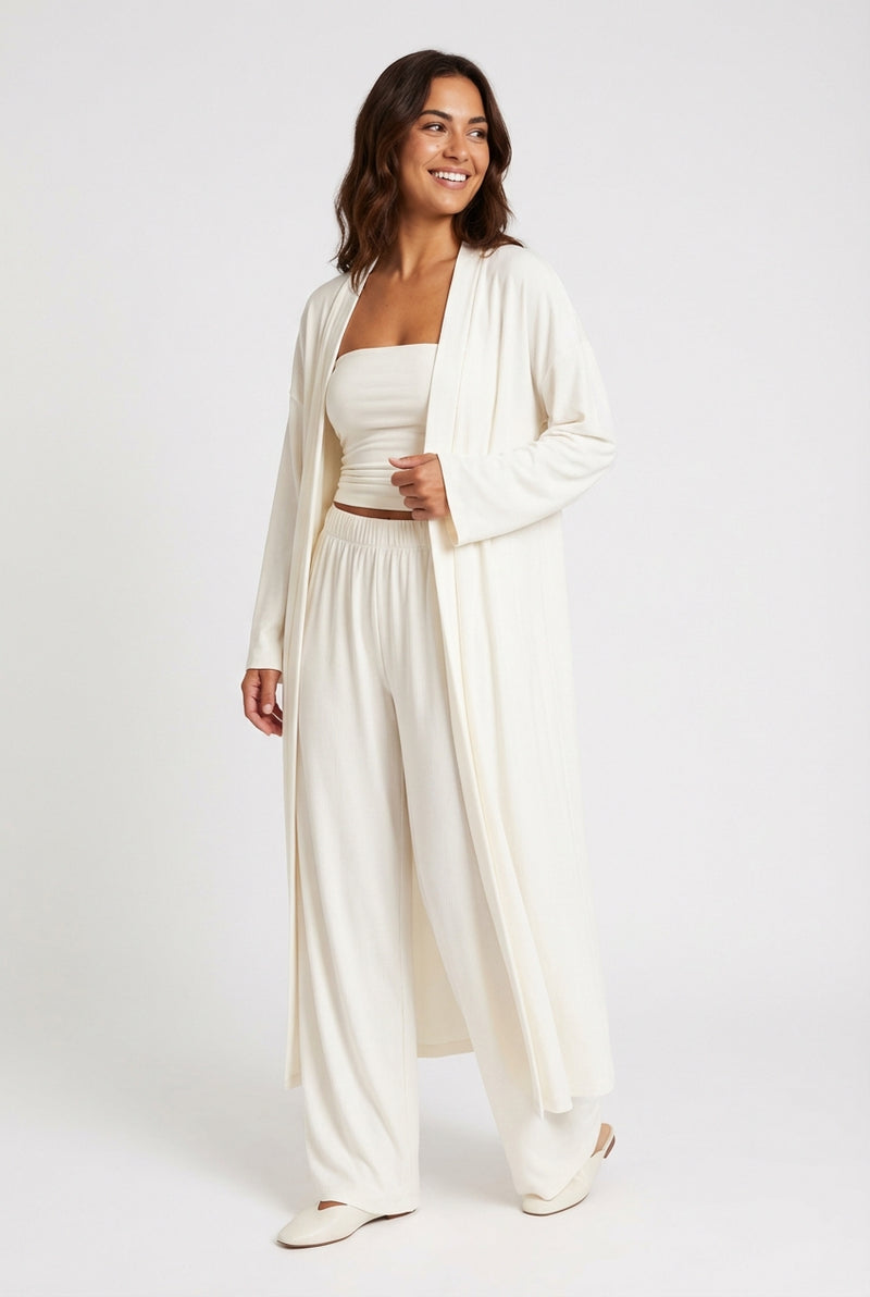 Casual Fit Loungewear Set-loungewear > loungewear set-Laventaire-White-S-Laventaire