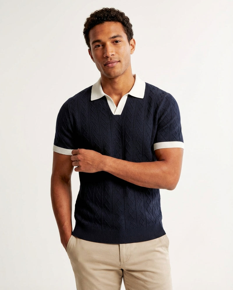 Casual Fit Polo Shirt-shirts > polo shirts-Laventaire-Navy Blue-S-Laventaire