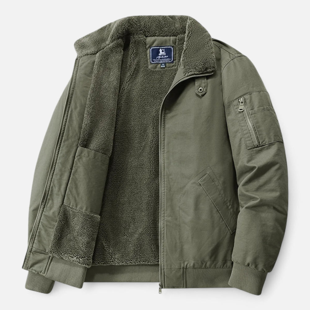 Casual Fit Winter Jacket-jackets > casual jacket-Laventaire-Olive Green-M-Laventaire
