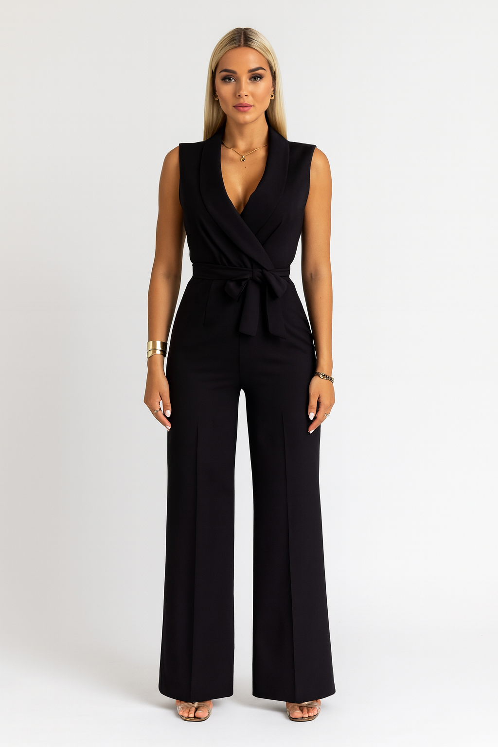 Casual Fit Wrap Jumpsuit-jumpsuits > wrap jumpsuit-Laventaire-Laventaire