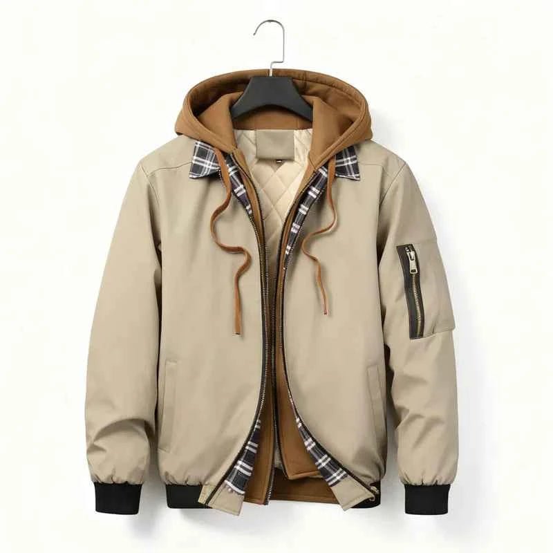 Casual Hooded Bomber Jacket-jackets > bomber jackets-Laventaire-Laventaire