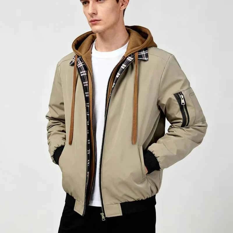 Casual Hooded Bomber Jacket-jackets > bomber jackets-Laventaire-Laventaire