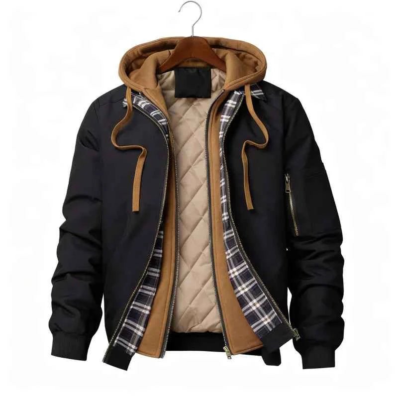 Casual Hooded Bomber Jacket-jackets > bomber jackets-Laventaire-Laventaire