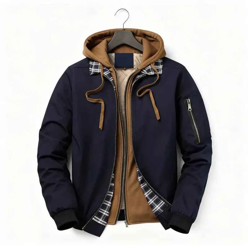 Casual Hooded Bomber Jacket-jackets > bomber jackets-Laventaire-Laventaire