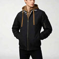 Casual Hooded Bomber Jacket-jackets > bomber jackets-Laventaire-Black-S-Laventaire