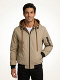 Casual Hooded Bomber Jacket-jackets > bomber jackets-Laventaire-Khaki-S-Laventaire