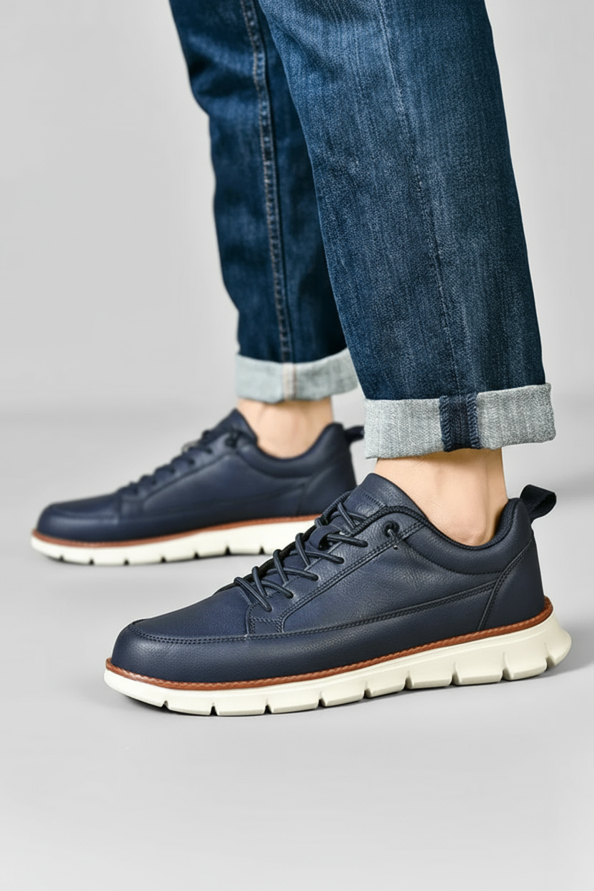 Casual Lace Up Shoes-footwear > casual shoes-Laventaire-Navy Blue-35-Laventaire
