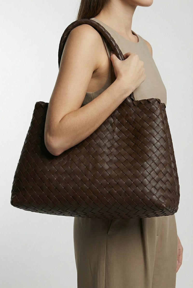 Casual Leather Tote Bag-bags > tote bags-Laventaire-Laventaire