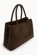 Casual Leather Tote Bag-bags > tote bags-Laventaire-Dark Brown-One size-Laventaire