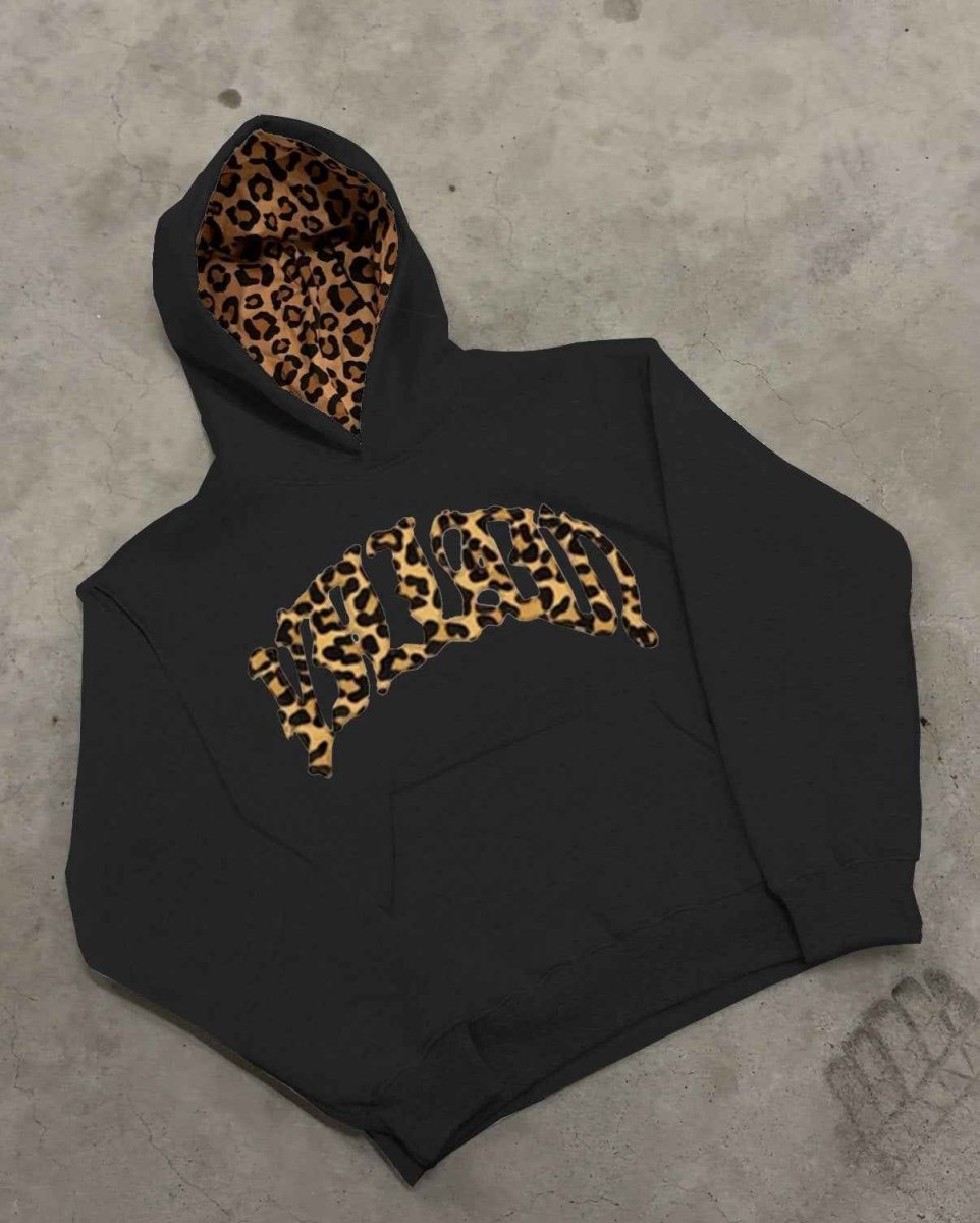 Casual Leopard Print Hoodie-hoodies > casual hoodie-Laventaire-Black-S-Laventaire