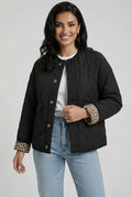 Casual Leopard Print Jacket-jackets > casual jackets-Laventaire-Black-S-Laventaire
