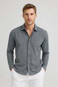 Casual Long Sleeve Shirt-shirts > casual shirts > long sleeve casual shirts-Laventaire-Gray-S-Laventaire