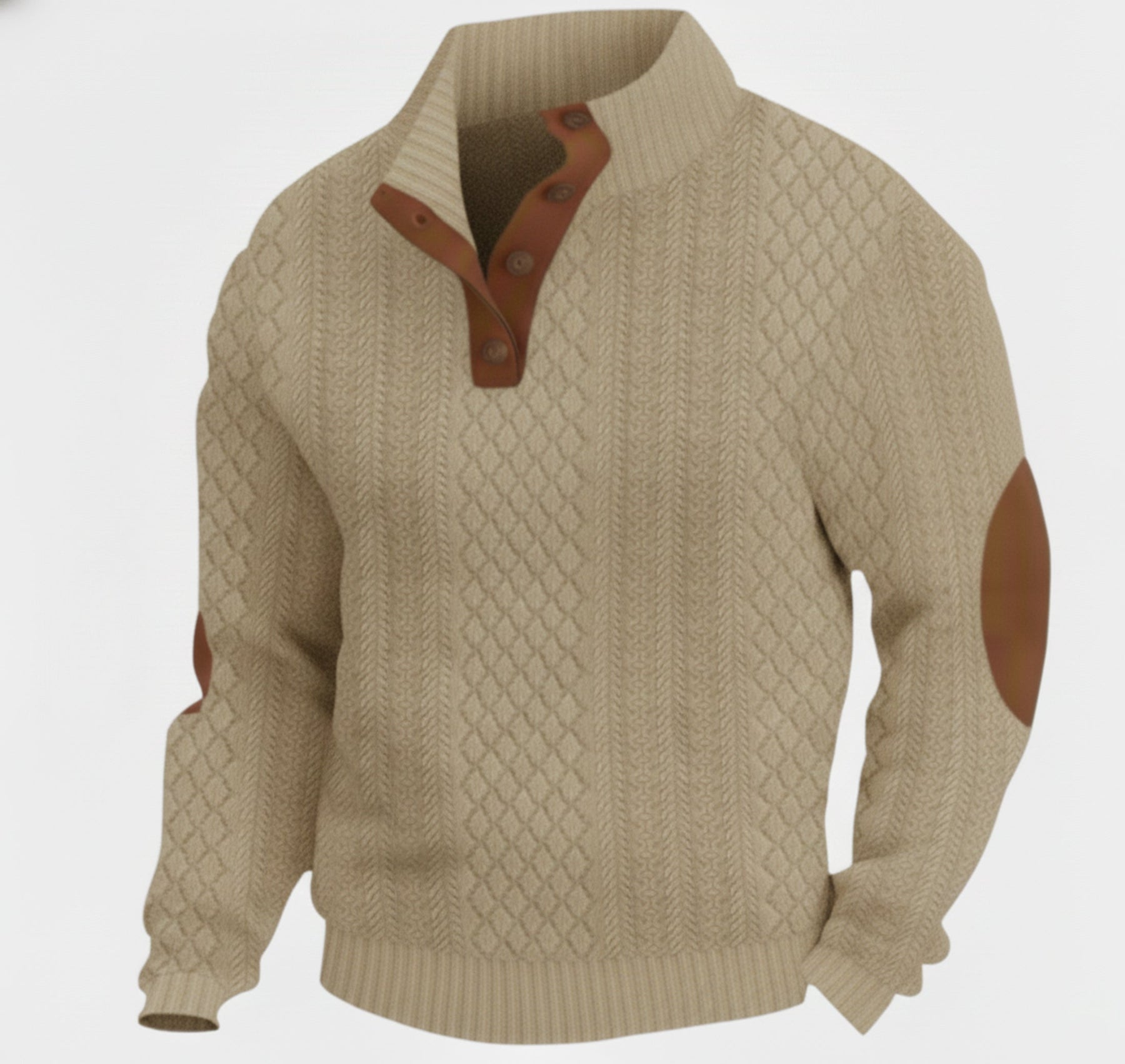Casual Loose Fit Sweater-sweaters > loose fit sweater-Laventaire-Khaki-S-Laventaire