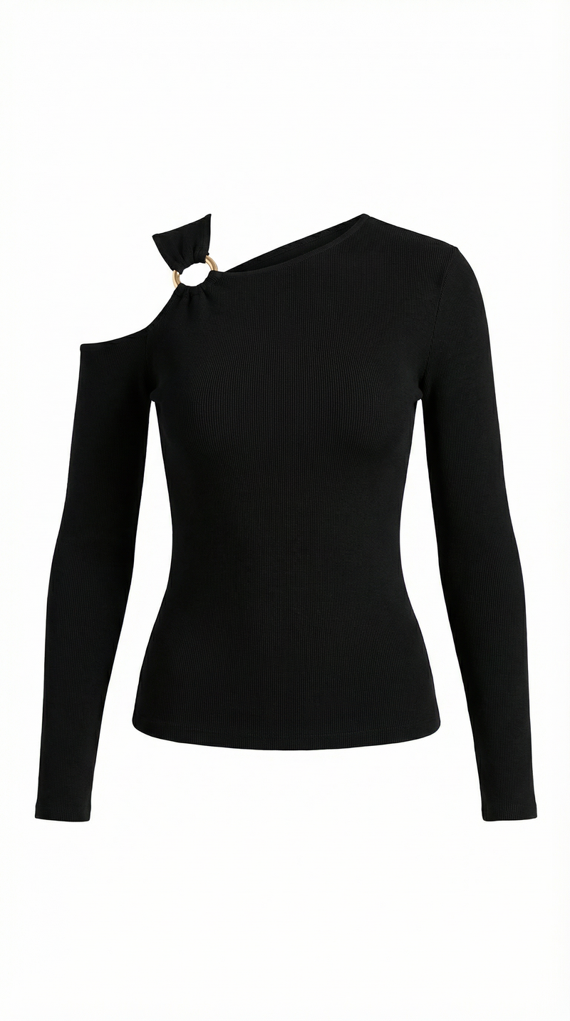 Casual One Shoulder Top-tops > one shoulder top-Laventaire-Laventaire