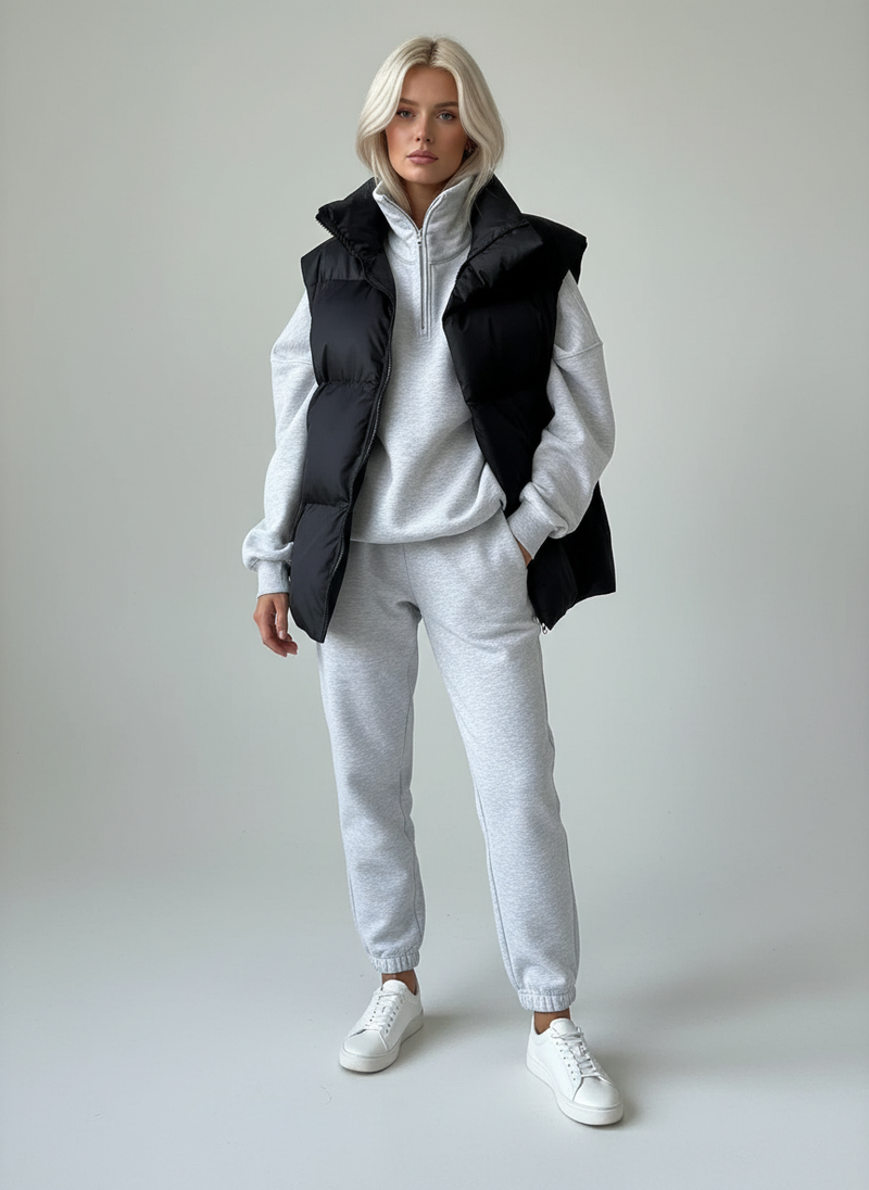 Casual Padded Sleeveless Vest-outerwear > vests > sleeveless vests-Laventaire-Laventaire