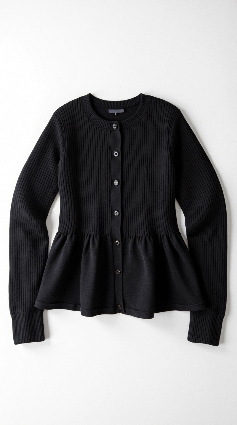 Casual Peplum Cardigan Top-tops > cardigans > peplum cardigan-Laventaire-Laventaire