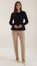 Casual Peplum Cardigan Top-tops > cardigans > peplum cardigan-Laventaire-Laventaire