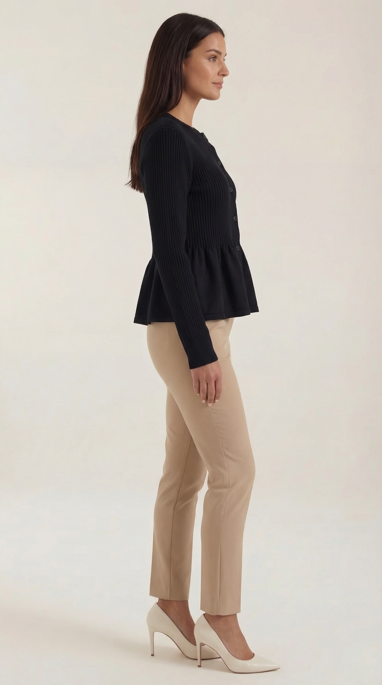 Casual Peplum Cardigan Top-tops > cardigans > peplum cardigan-Laventaire-Laventaire
