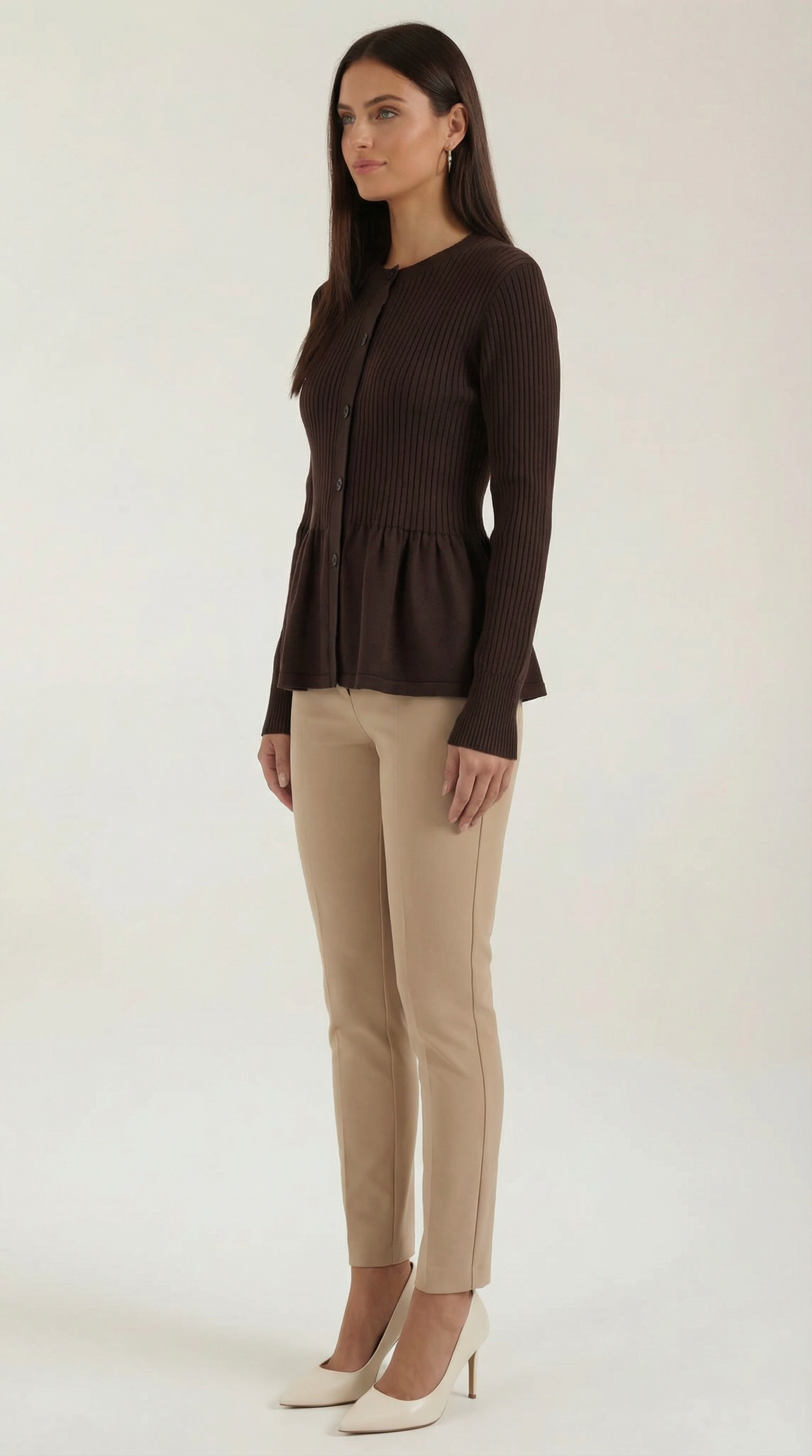 Casual Peplum Cardigan Top-tops > cardigans > peplum cardigan-Laventaire-Laventaire