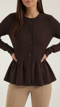 Casual Peplum Cardigan Top-tops > cardigans > peplum cardigan-Laventaire-Laventaire