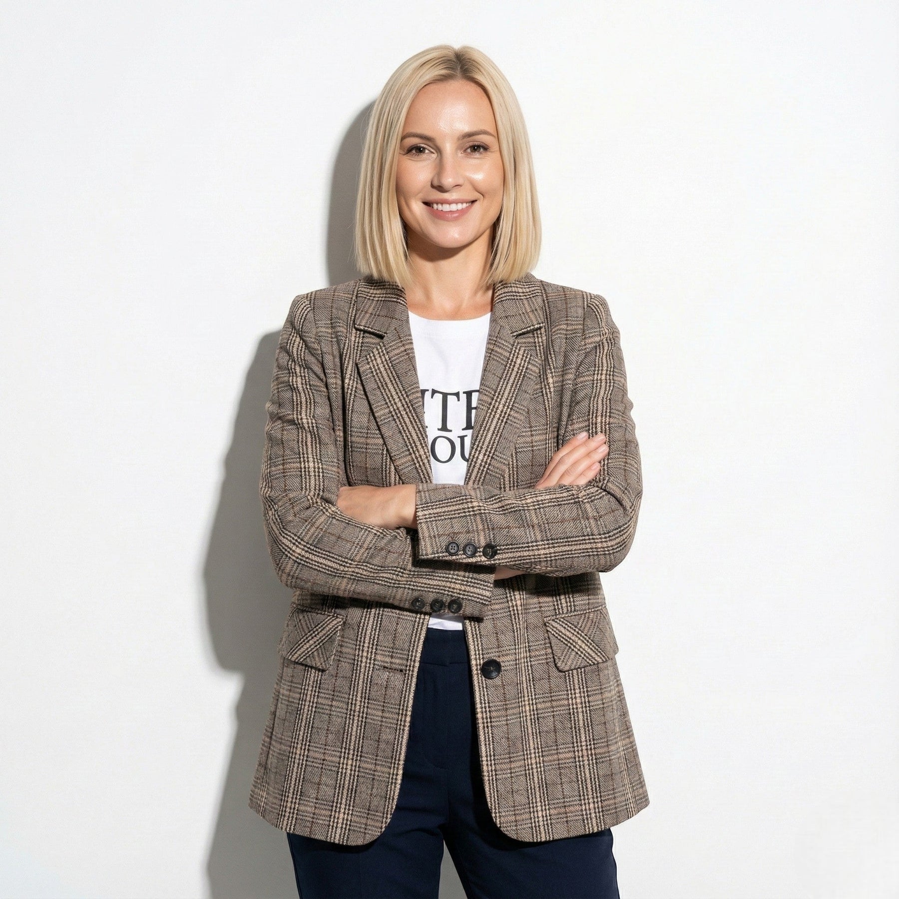 Casual Plaid Blazer Jacket-jackets > blazers-Laventaire-Laventaire
