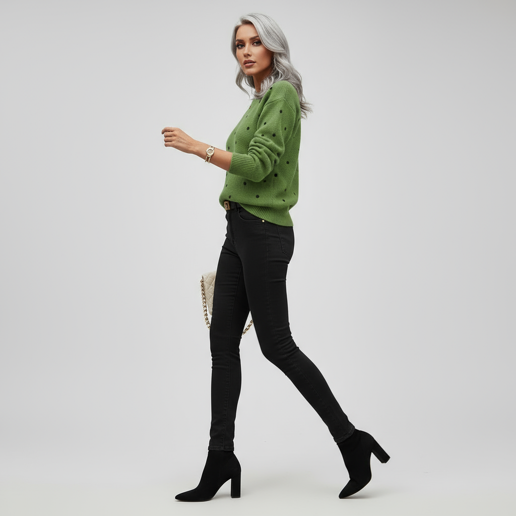Casual Polka Dot Sweater-sweaters > relaxed fit sweater-Laventaire-Laventaire