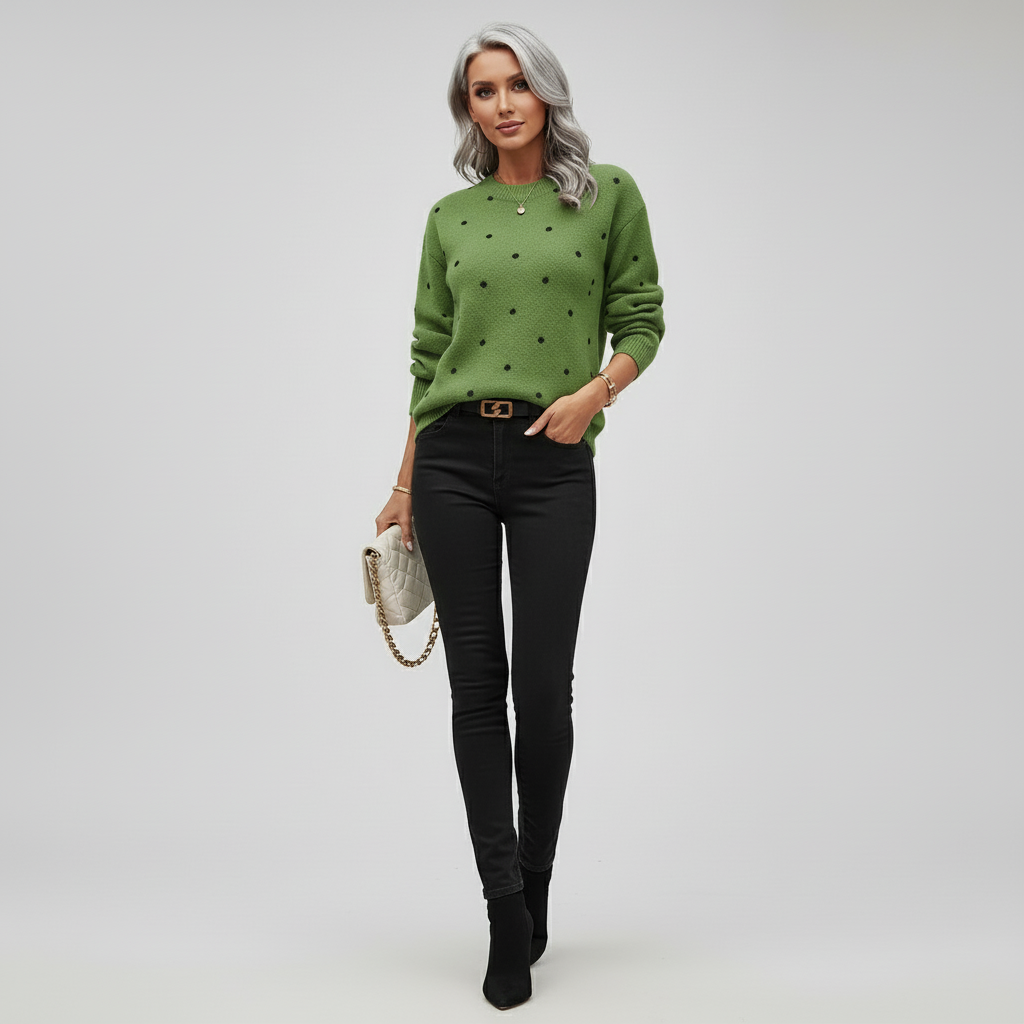 Casual Polka Dot Sweater-sweaters > relaxed fit sweater-Laventaire-Laventaire