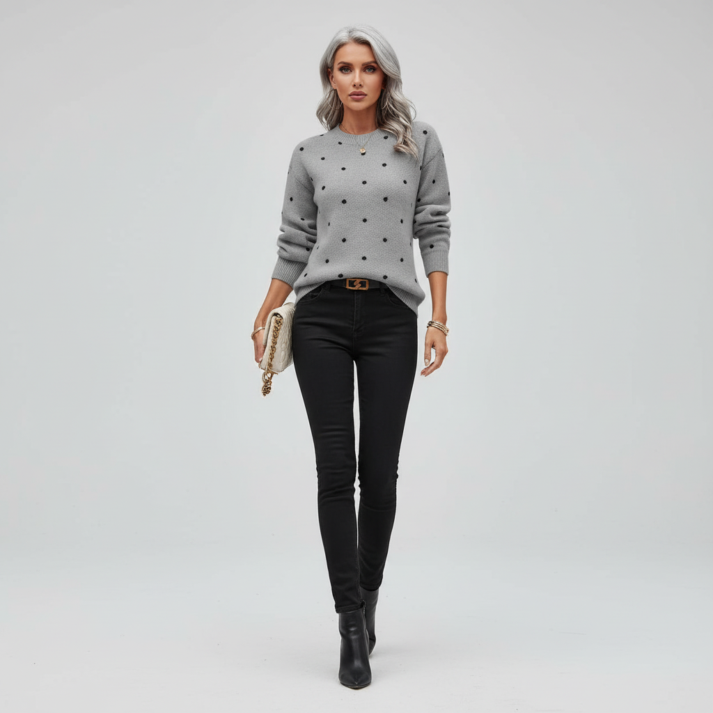Casual Polka Dot Sweater-sweaters > relaxed fit sweater-Laventaire-Laventaire