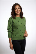 Casual Polka Dot Sweater-sweaters > relaxed fit sweater-Laventaire-Green-S-Laventaire