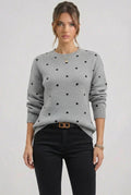 Casual Polka Dot Sweater-sweaters > relaxed fit sweater-Laventaire-Light Gray-S-Laventaire