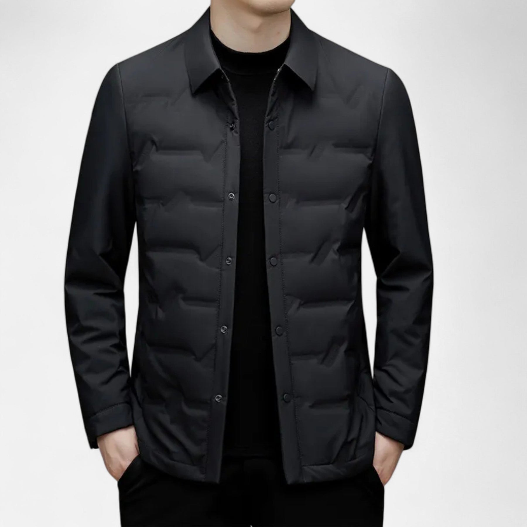 Casual Puffer Jacket-outerwear > jackets > puffer jackets-Laventaire-Black-M-Laventaire