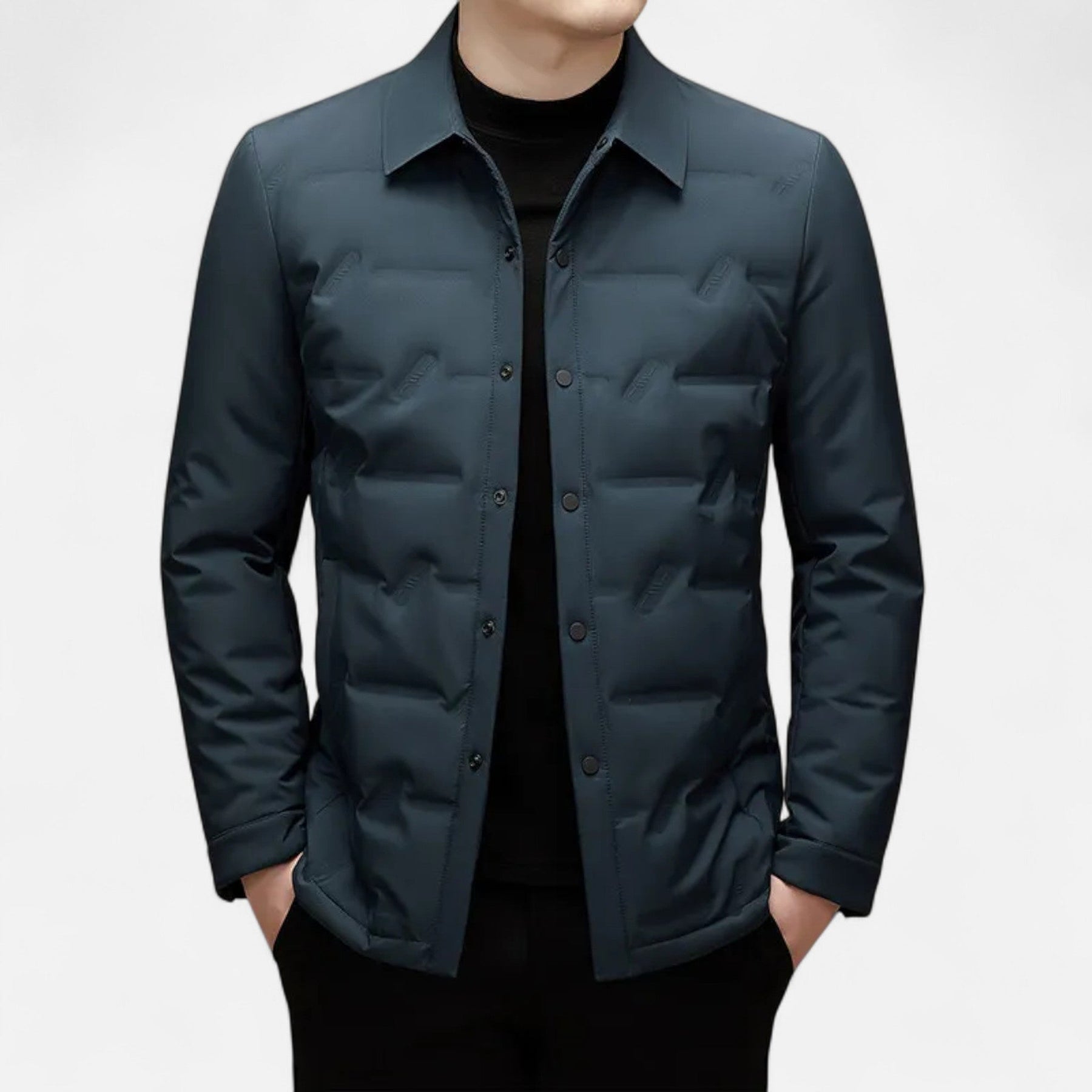 Casual Puffer Jacket-outerwear > jackets > puffer jackets-Laventaire-Dark Teal-M-Laventaire