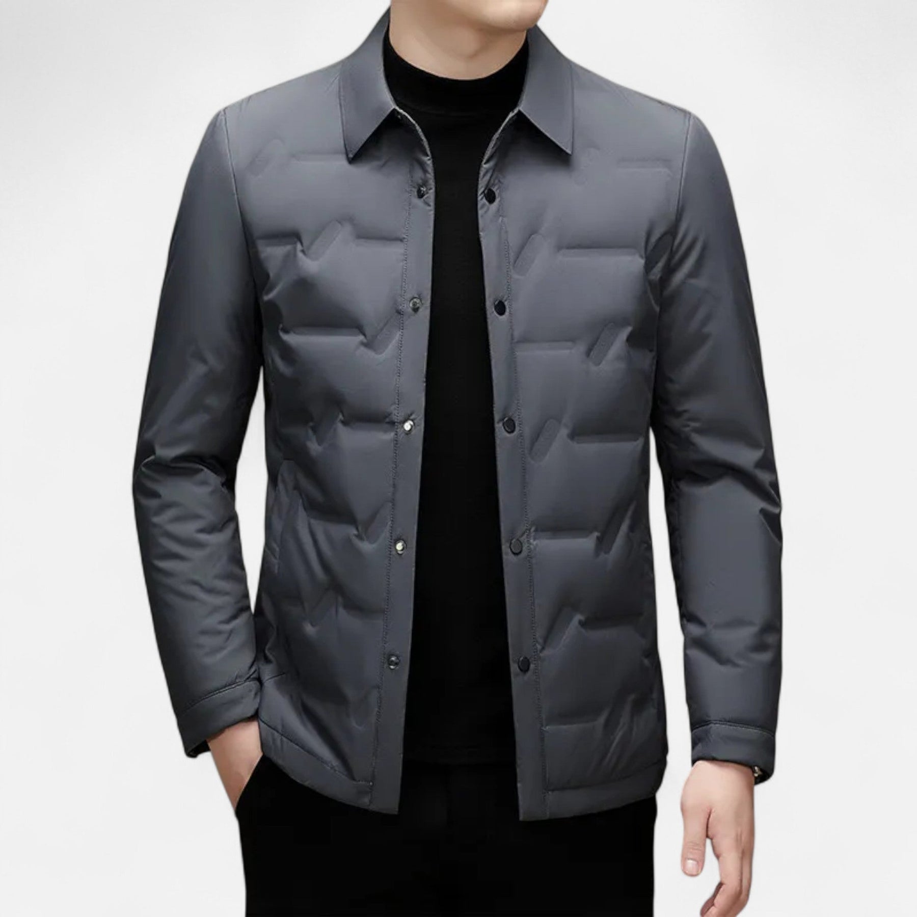 Casual Puffer Jacket-outerwear > jackets > puffer jackets-Laventaire-Gray-M-Laventaire