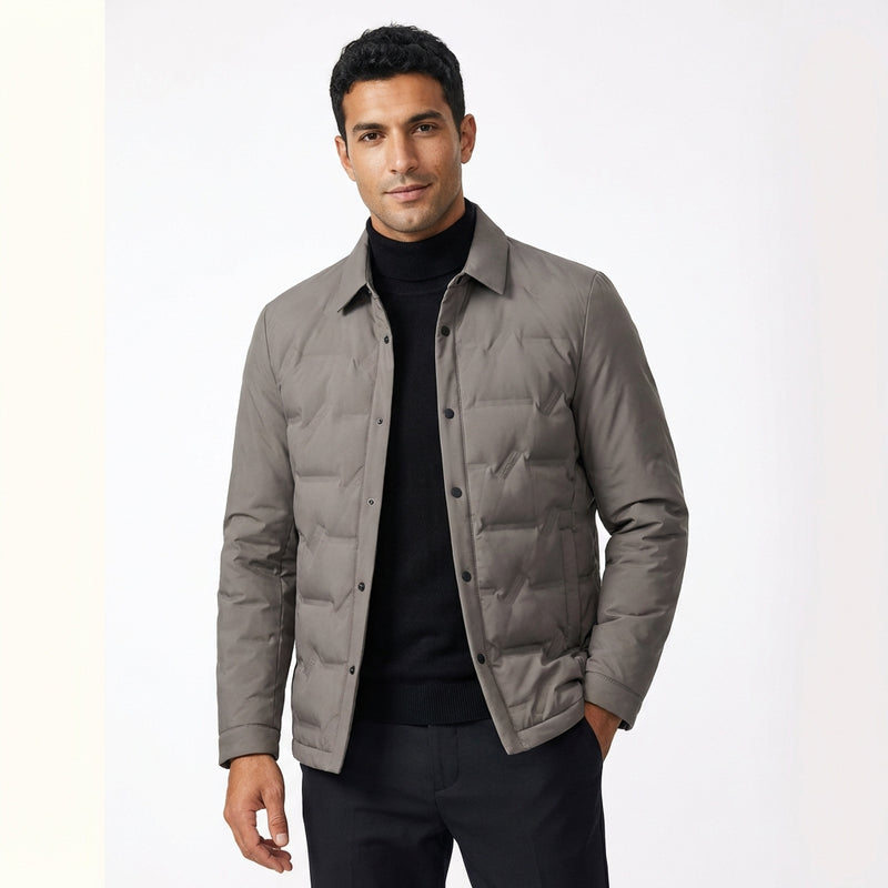 Casual Puffer Jacket-outerwear > jackets > puffer jackets-Laventaire-Taupe-M-Laventaire