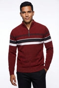 Casual Quarter Zip Sweater-sweaters > quarter zip sweater-Laventaire-Burgundy-XS-Laventaire