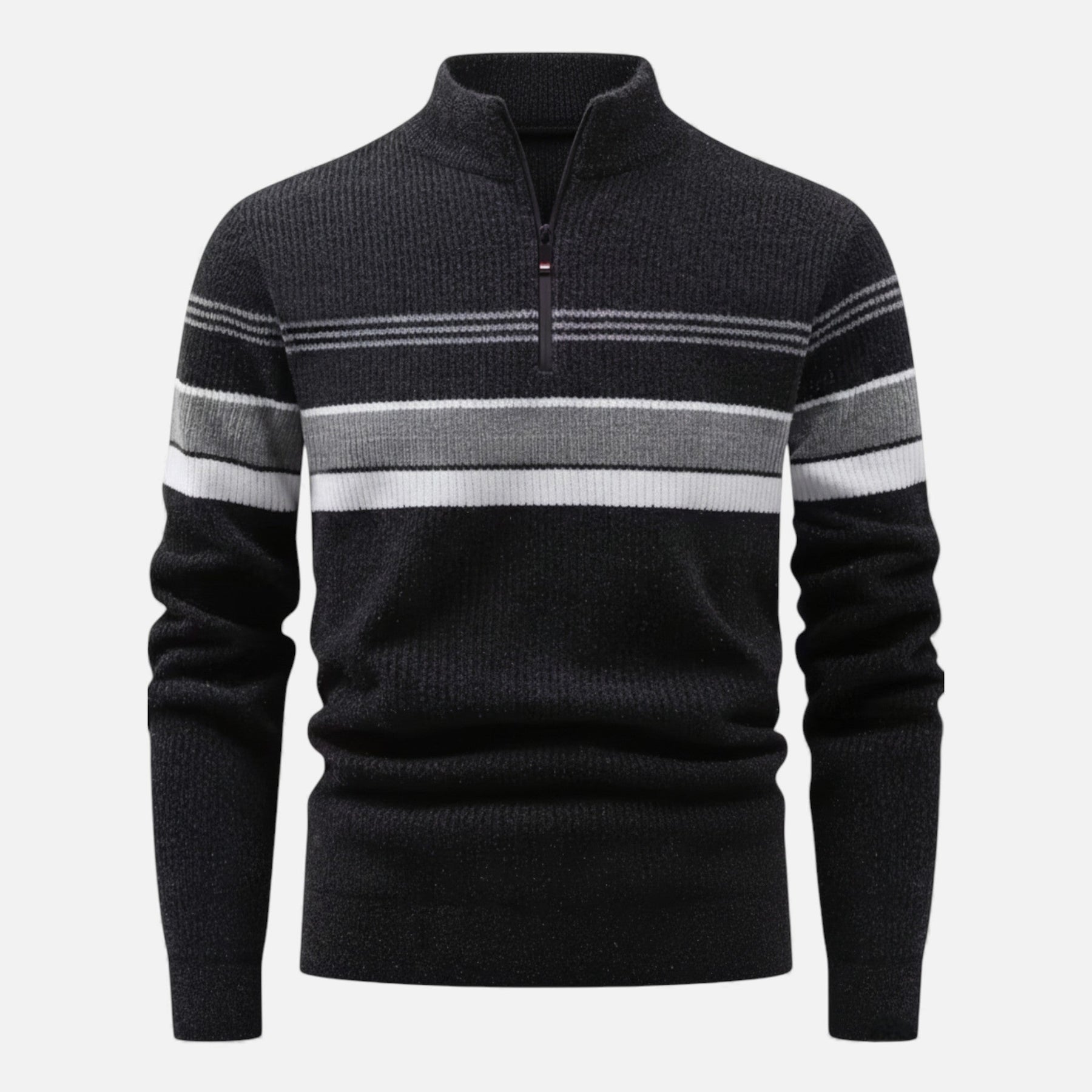 Casual Quarter Zip Sweater-sweaters > quarter zip sweater-Laventaire-Dark Gray-XS-Laventaire