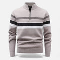 Casual Quarter Zip Sweater-sweaters > quarter zip sweater-Laventaire-Light Gray-XS-Laventaire